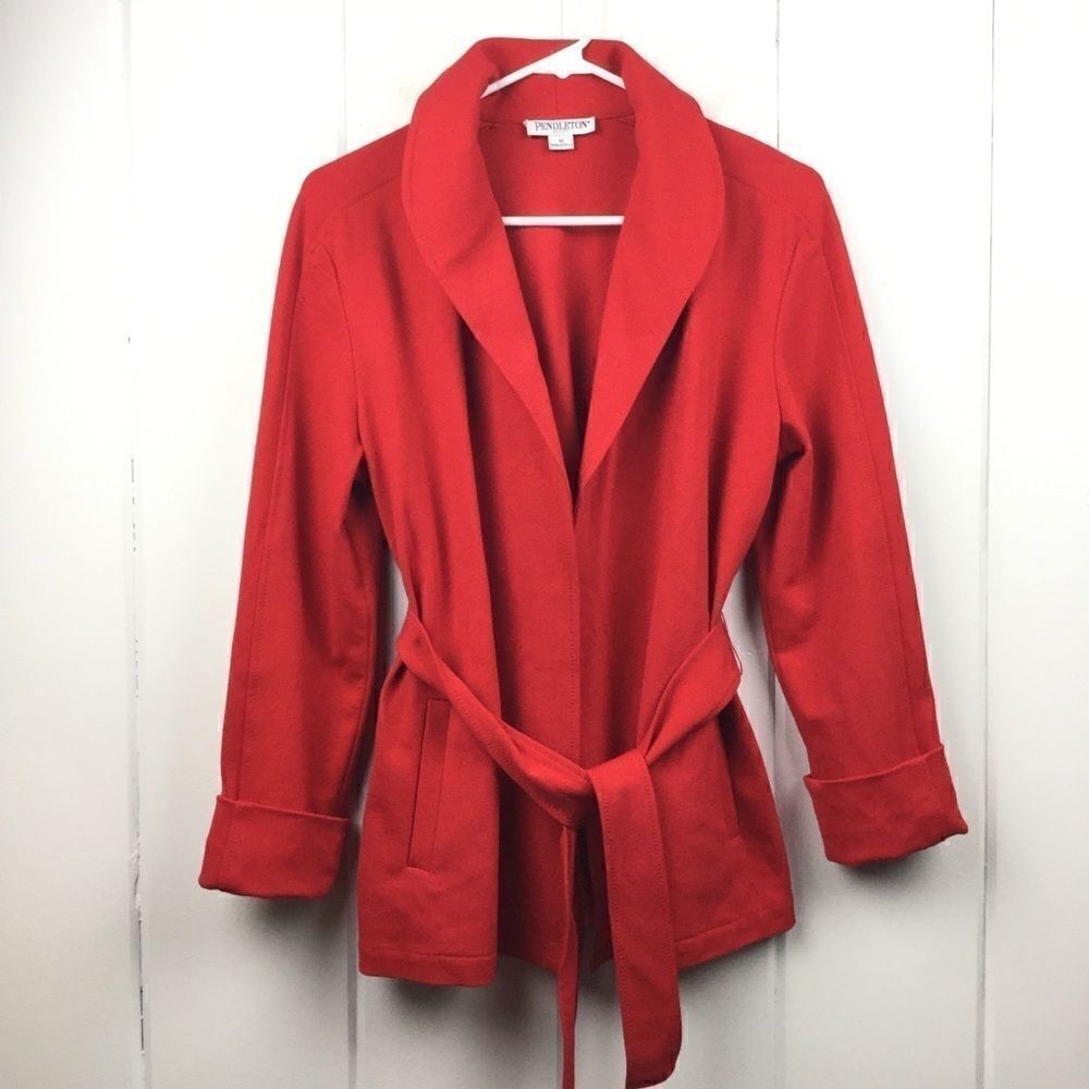Pendleton Red Tie Waist Modal Wool Jacket MP - Picture 11 of 11
